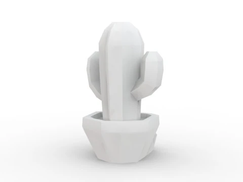 Stylized Cactus in Pot Low Poly 3D print model 3D Model