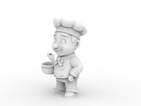 Chef Holding Pot 3D print model Modèles 3D en vedette