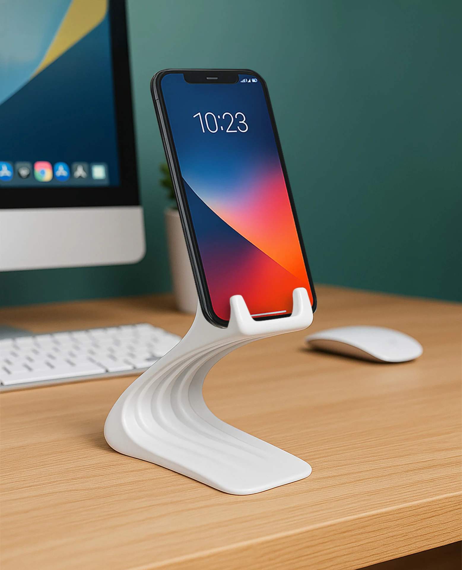 Curved Base Phone Stand 3D print model 3D Print Model .c4d .max .obj .3ds .fbx .stl .blend 