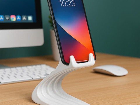 Curved Base Phone Stand 3D print model 3D 모델