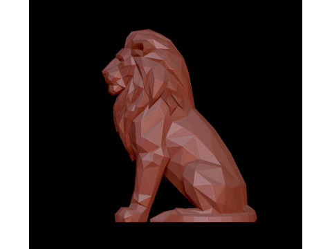Low Poly Lion Statue STL 3D print model 3D Model