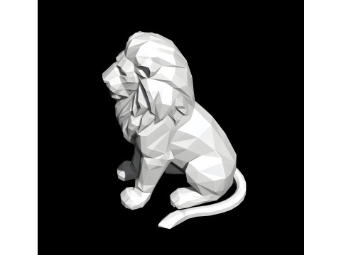 Low Poly Lion Statue STL 3D print model 3D Модель