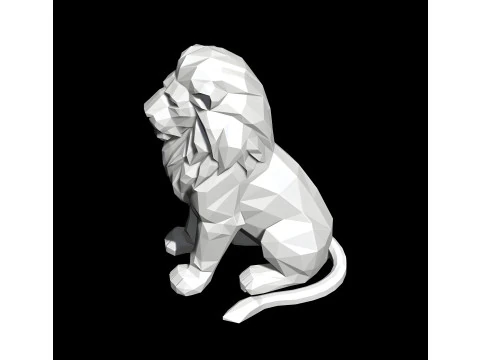 Low Poly Lion Statue STL 3D print model 3D Model