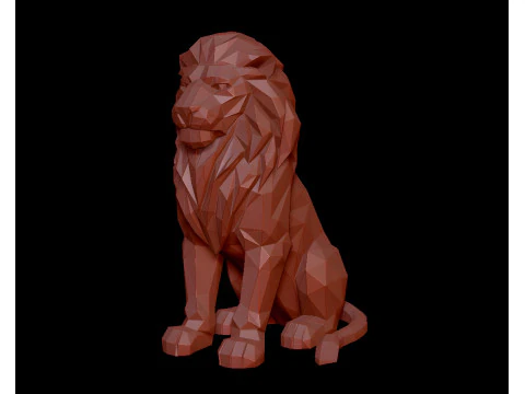 Low Poly Lion Statue STL 3D print model 3D Model