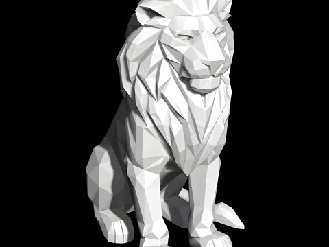 Low Poly Lion Statue STL 3D print model 3D Модель