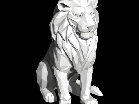 Low Poly Lion Statue STL 3D print model 3D Model