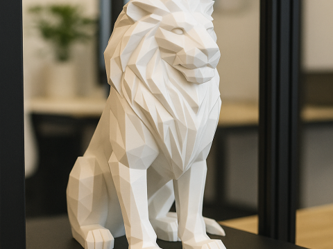 Low Poly Lion Statue STL 3D print model Modelo 3D