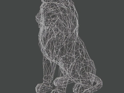 Low Poly Lion Statue STL 3D print model 3D Model
