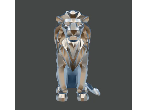 Low Poly Lion Statue STL 3D print model 3D Model