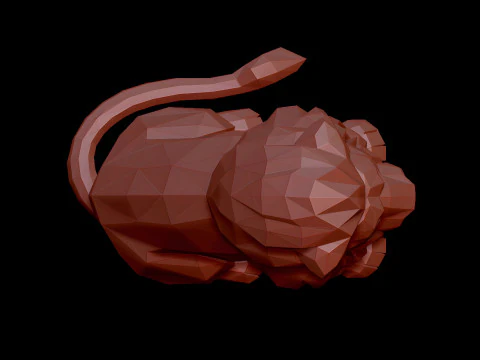 Low Poly Lion Statue STL 3D print model 3D Model