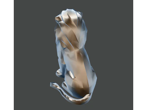 Low Poly Lion Statue STL 3D print model 3D Model
