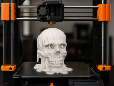 Melting Skull for Printing Horror Decorative Sculpture 3D print model Model do druku 3D