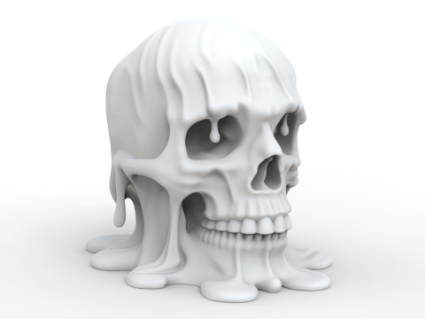Melting Skull for Printing Horror Decorative Sculpture 3D print model Model Cetak 3D
