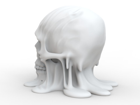 Melting Skull for Printing Horror Decorative Sculpture 3D print model Model Cetak 3D
