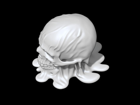 Melting Skull for Printing Horror Decorative Sculpture 3D print model Model Cetak 3D