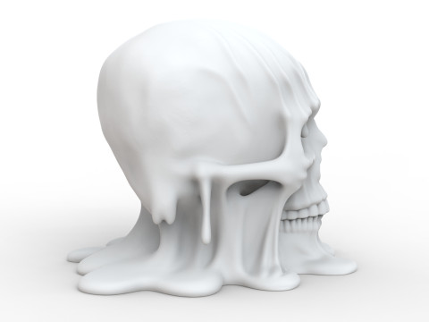 Melting Skull for Printing Horror Decorative Sculpture 3D print model Model Cetak 3D