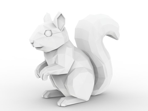 Low Poly Squirrel Geometric Print STL 3D print model Model Cetak 3D