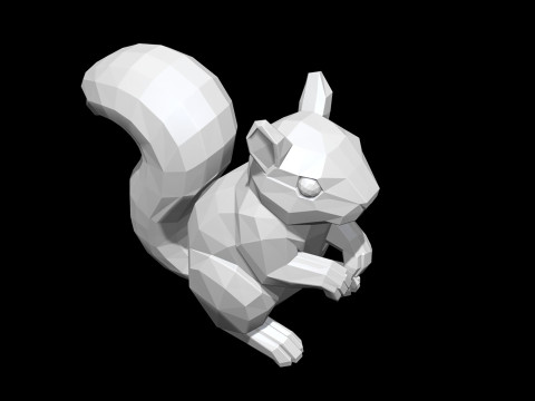 Low Poly Squirrel Geometric Print STL 3D print model Model Cetak 3D