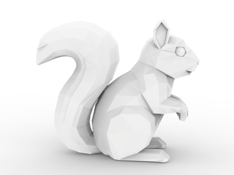 Low Poly Squirrel Geometric Print STL 3D print model Model Cetak 3D