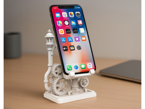 Steampunk Phone Stand 3D print model Model Cetak 3D