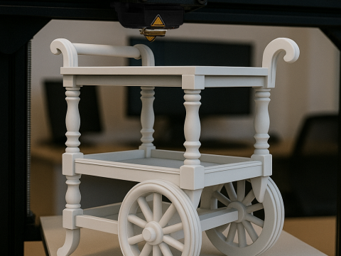 Tea Cart 3D Print Miniature Furniture Three Tier STL 3D print model 3D Принт Модель