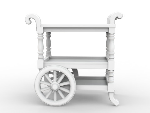 Tea Cart 3D Print Miniature Furniture Three Tier STL 3D print model Model Cetak 3D