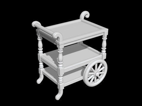 Tea Cart 3D Print Miniature Furniture Three Tier STL 3D print model Model Cetak 3D