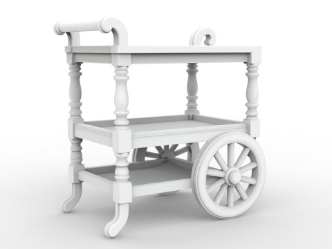 Tea Cart 3D Print Miniature Furniture Three Tier STL 3D print model Model Cetak 3D
