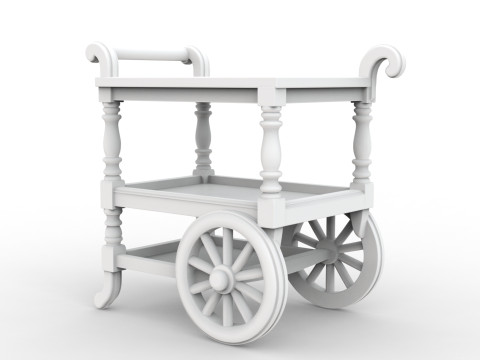 Tea Cart 3D Print Miniature Furniture Three Tier STL 3D print model Model Cetak 3D