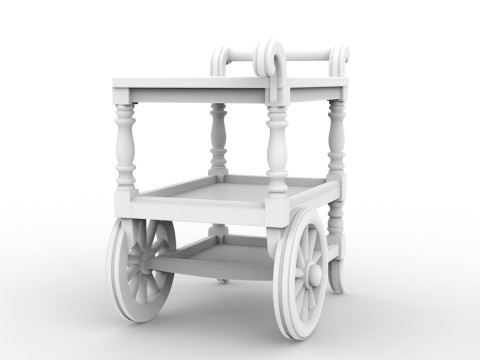 Tea Cart 3D Print Miniature Furniture Three Tier STL 3D print model Model Cetak 3D