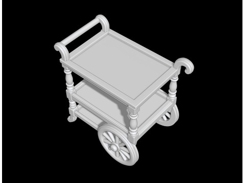 Tea Cart 3D Print Miniature Furniture Three Tier STL 3D print model Model Cetak 3D
