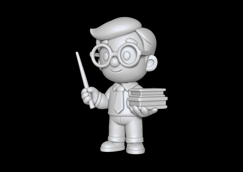 Teacher Cartoon Character for Classroom Themes 3D print model 3D 打印模型 .c4d .max .obj .3ds .fbx .stl .blend