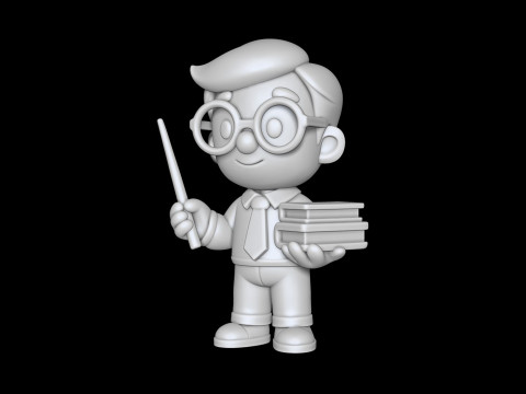 Teacher Cartoon Character for Classroom Themes 3D print model Model Cetak 3D