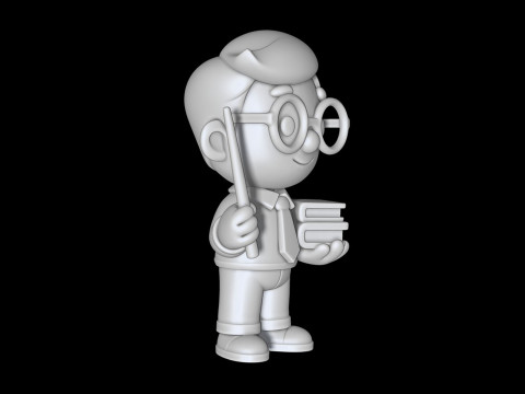 Teacher Cartoon Character for Classroom Themes 3D print model 3D 打印模型