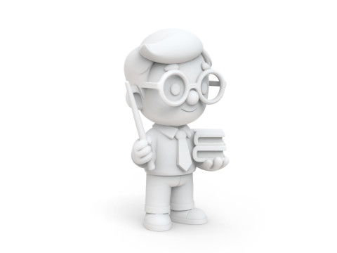Teacher Cartoon Character for Classroom Themes 3D print model 3D 打印模型