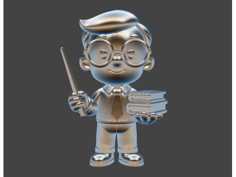 Teacher Cartoon Character for Classroom Themes 3D print model 3D 打印模型