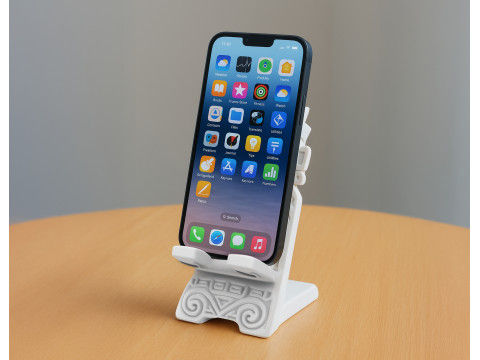 Tribal Aztec Phone Stand 3D Print Desk Holder STL 3D print model Modèles 3D en vedette