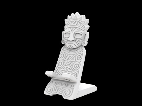Tribal Aztec Phone Stand 3D Print Desk Holder STL 3D print model 3D 打印模型