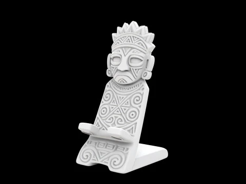 Suporte de telefone tribal asteca Suporte de mesa de impress&atilde;o 3D STL Modelo de impress&atilde;o 3D Modelo de Impressão 3D