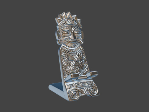 Tribal Aztec Phone Stand 3D Print Desk Holder STL 3D print model 3D 打印模型