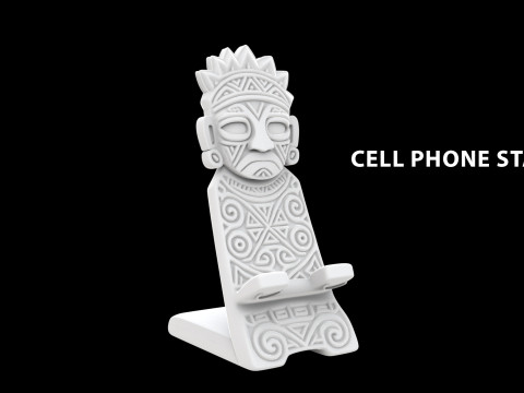 Tribal Aztec Phone Stand 3D Print Desk Holder STL 3D print model 3D 打印模型