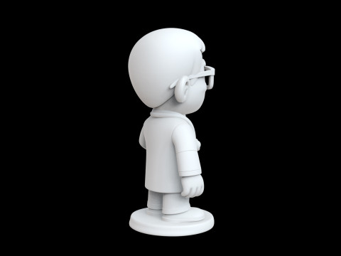 Veterinarian Cartoon Character with Cat for Printing 3D print model 3D 打印模型