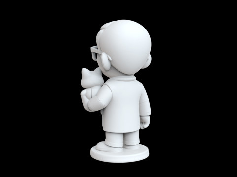 Veterinarian Cartoon Character with Cat for Printing 3D print model 3D 打印模型