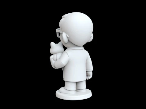 Veterinarian Cartoon Character with Cat for Printing 3D print model 3D Print Model
