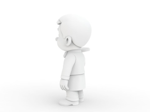 Cartoon Waiter Character 3D Print Model Bow Tie Tray Figurine 3D print model 3D प्रिंट मॉडल