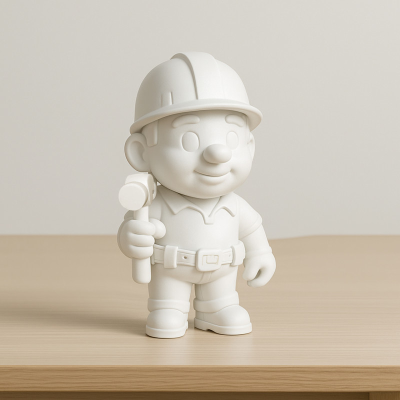 Cartoon Construction Worker 3D Printable 3D print model 3D 프린트 모델 .c4d .max .obj .3ds .fbx .stl .blend 