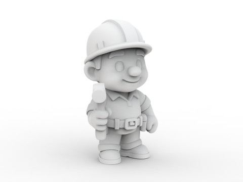 Cartoon Construction Worker 3D Printable 3D print model 3D 프린트 모델