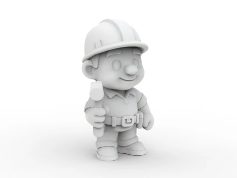 Cartoon Construction Worker 3D Printable 3D print model 3D Print Model