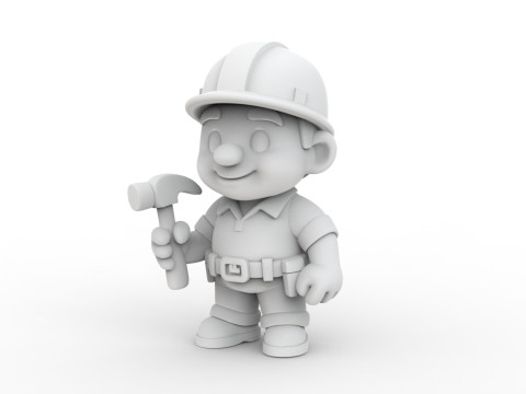 Cartoon Construction Worker 3D Printable 3D print model 3D 프린트 모델