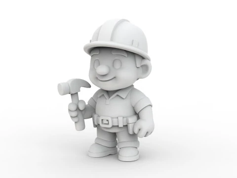 Cartoon Construction Worker 3D Printable 3D print model 3D Print Model